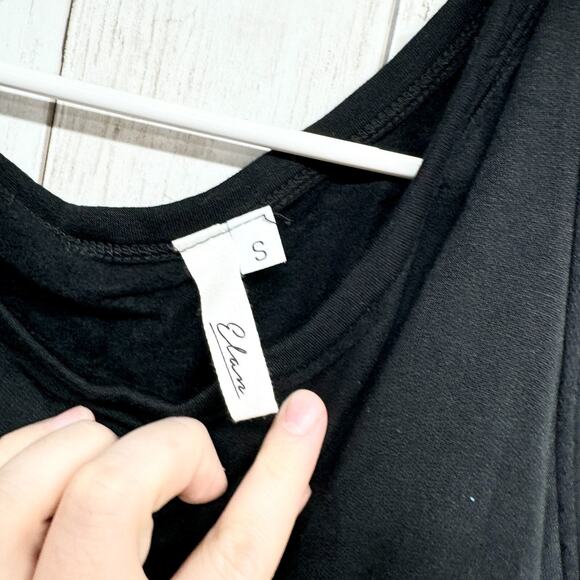 Elan Sweater Women's S One Shoulder Cutout Top Black Asymmetric Long Sleeve - Picture 3 of 5